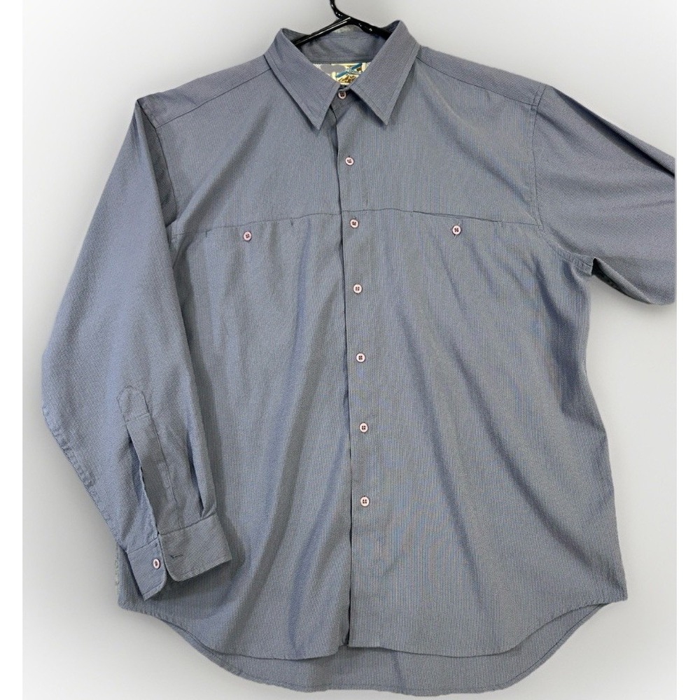 TravelSmith Vented Fishing Hiking Shirt Mens XL Blue Long Sleeve Polyester